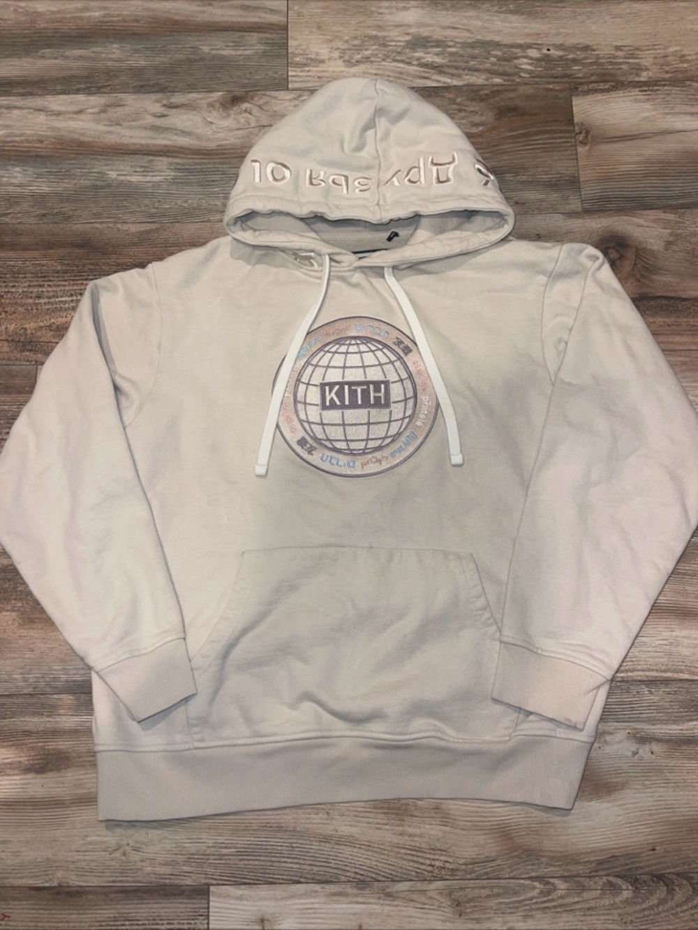 Rare Kith Global Williams Sand Hoodie Heavy Sweatshirt Size Large Embroidered